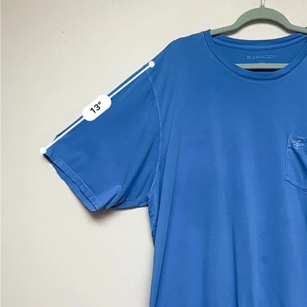 B. Draddy‎ Mens Pima Cotton Pocket T Shirt Blue Crewneck Short Sleeve 2XL